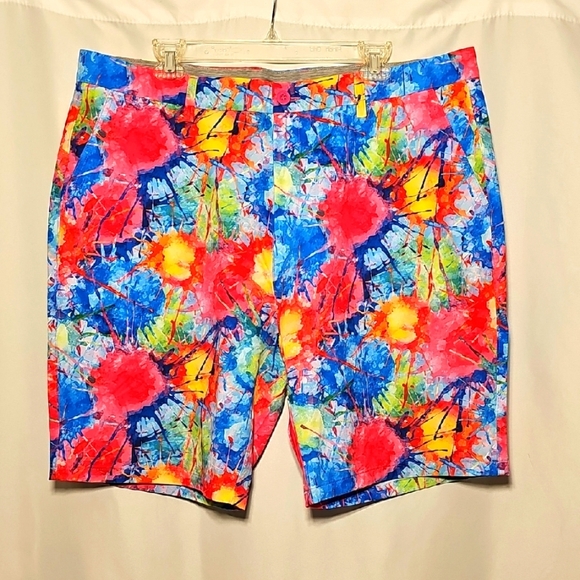 Hreski Mens "Explosion of Colors" Design Colorful Stretch Golf Shorts Size 40 - Picture 1 of 4